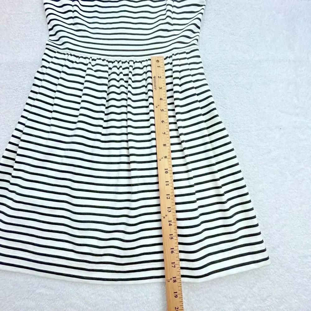 J Crew A-line XS Sleeveless American White Black‎ Striped Dress Pockets